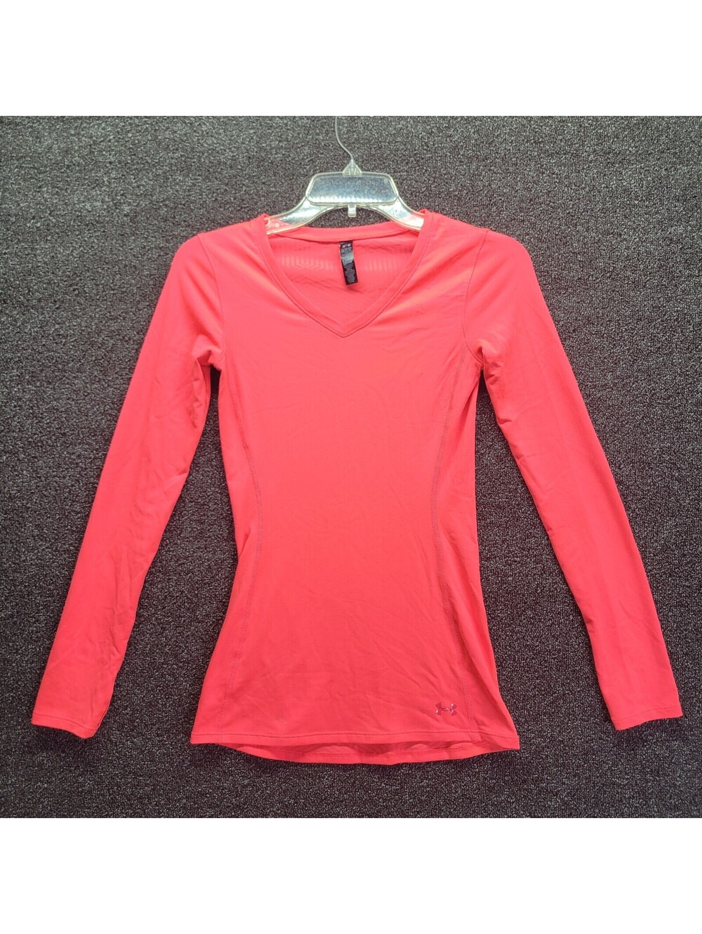 Under Armour Womens Sz XS Top Base Layer Compression Stripe Long Sleeve Pink